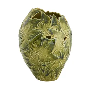 VASE, PLATANUM LEAVES - GREEN