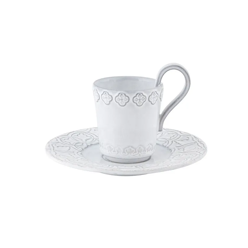 CUP WITH SAUCER, WHITE ANTIQUE