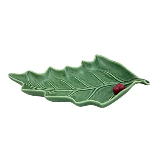 Green ceramic plate leaf shape - Bordallo Pinheiro