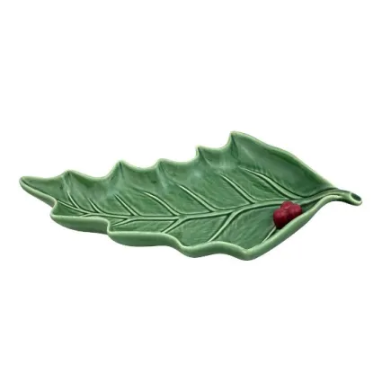 Green ceramic plate leaf shape - Bordallo Pinheiro